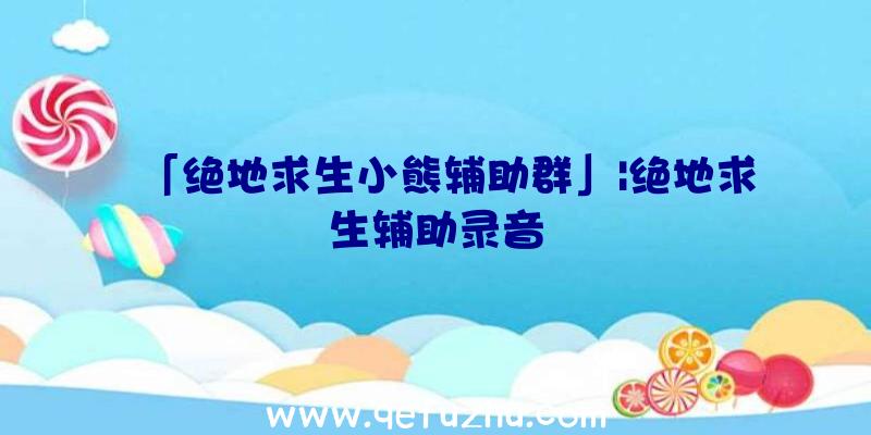 「绝地求生小熊辅助群」|绝地求生辅助录音